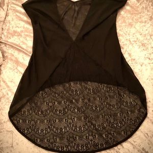 Lace Adorned, Sheer Black, Blouse.